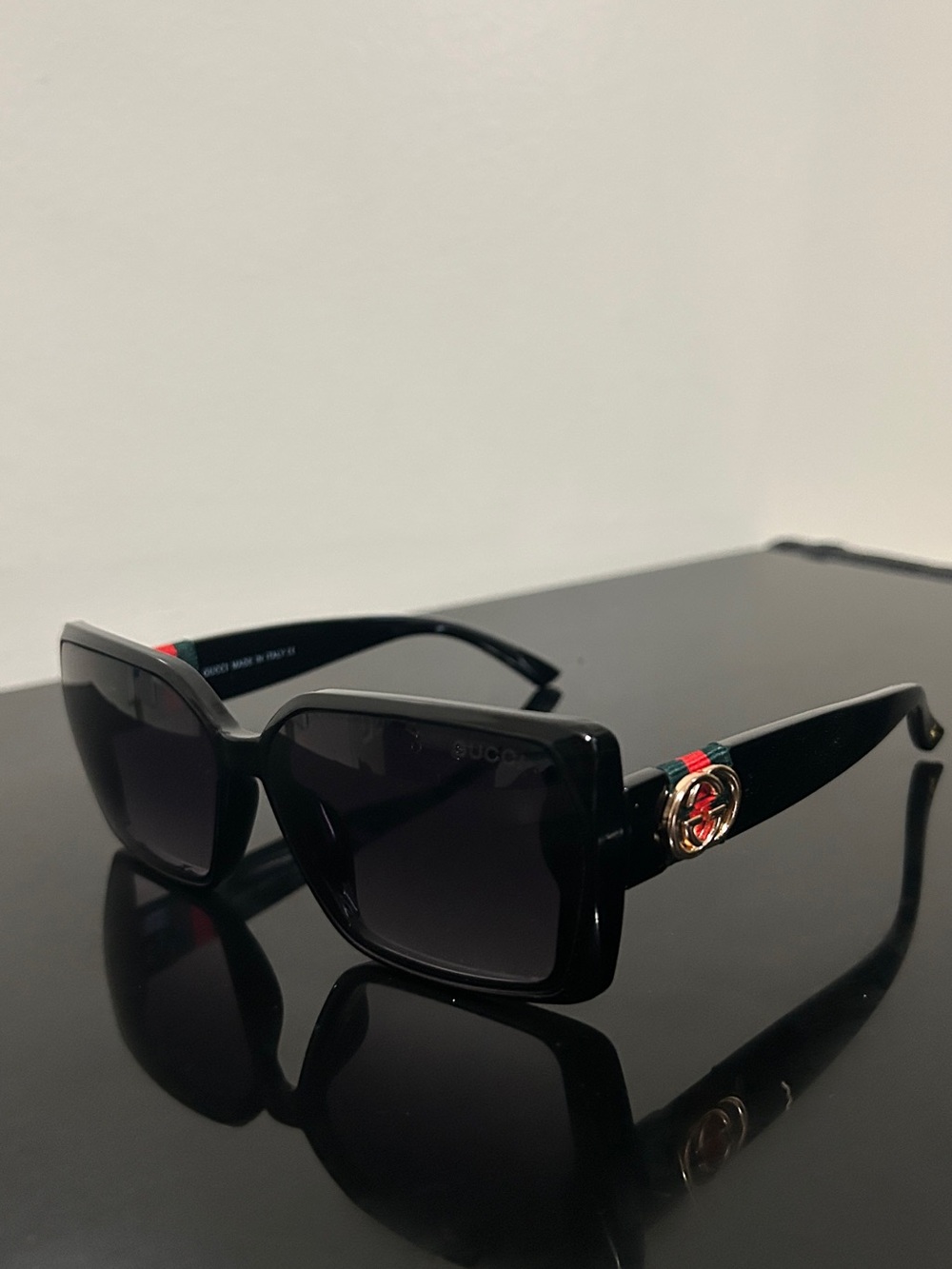 Designer Black Women's Sunglasses with Red & Green Accents